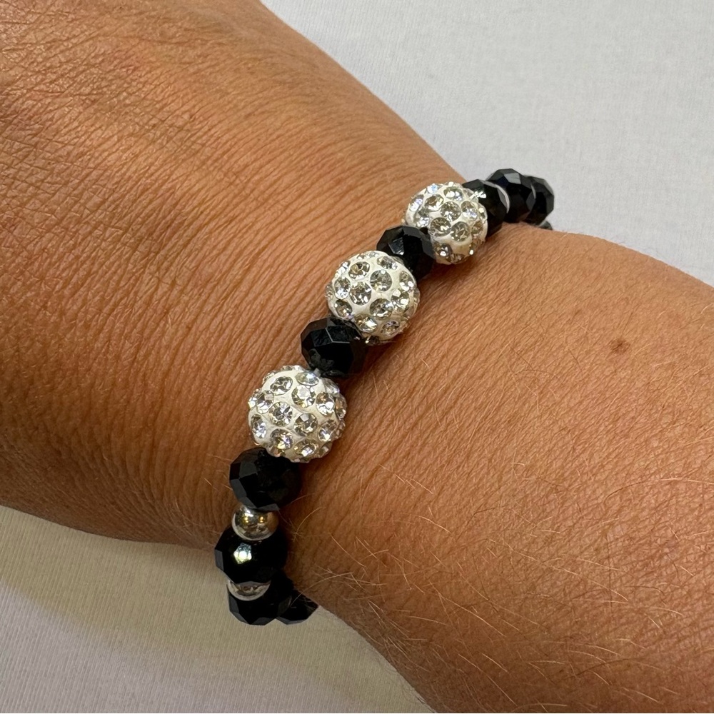 Sparkle and Shine Crystal Shamballa Rhinestone Stretch Beaded Pave Bracelet